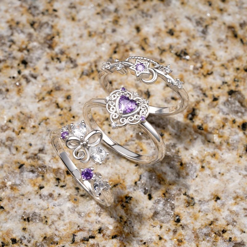 Vintage Purple CZ Heart Ring