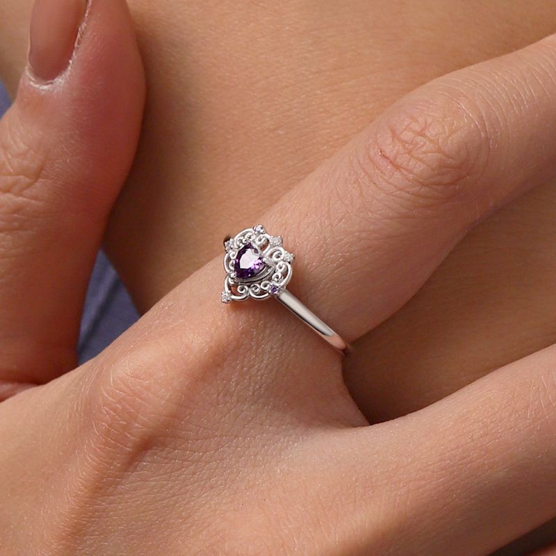 Vintage Purple CZ Heart Ring