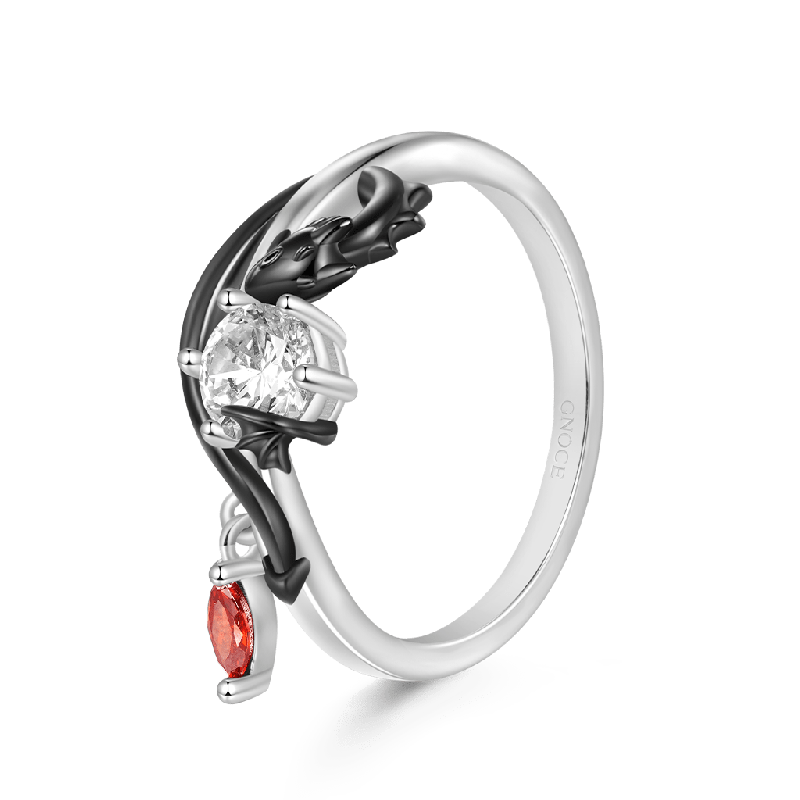 Black Dragon White Diamond Ring