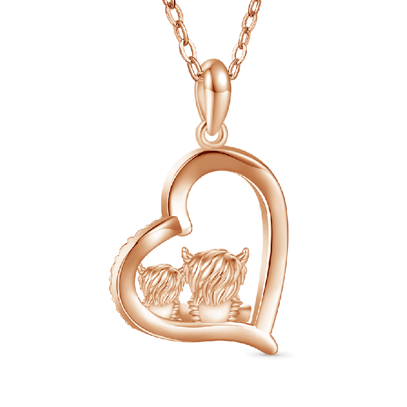 Highland Cow Heart Necklace