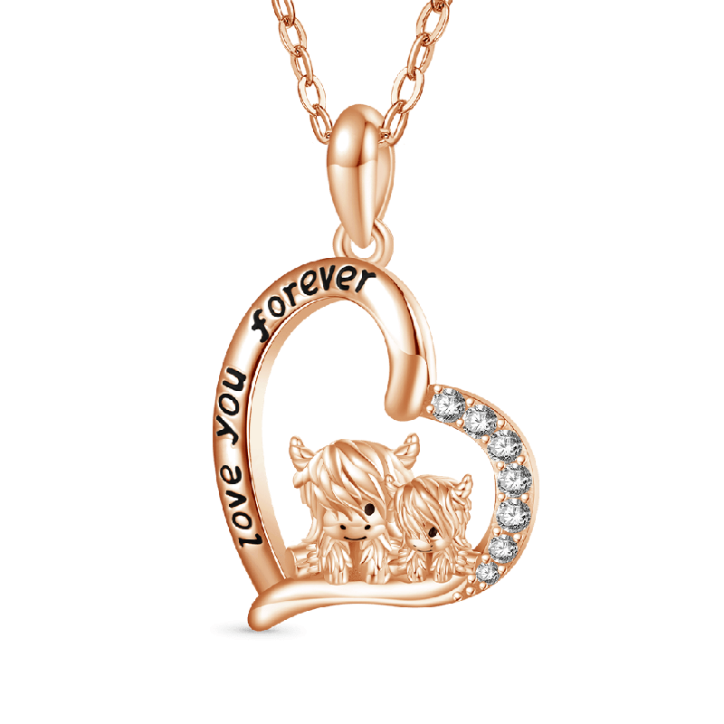 Highland Cow Heart Necklace