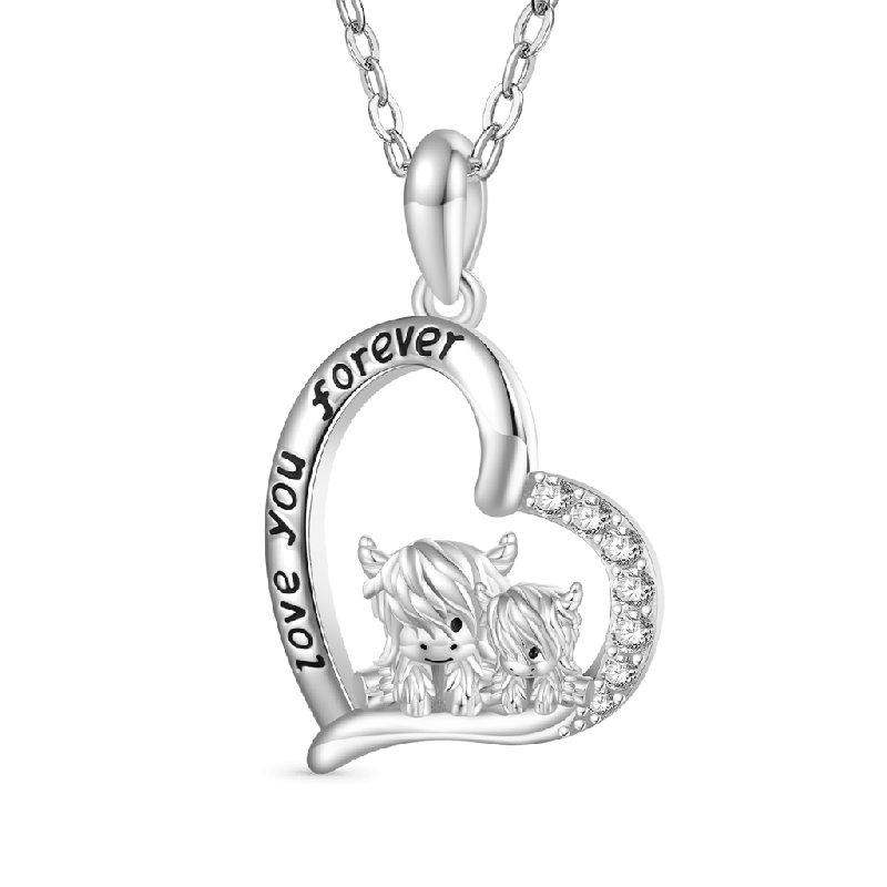 Highland Cow Heart Necklace