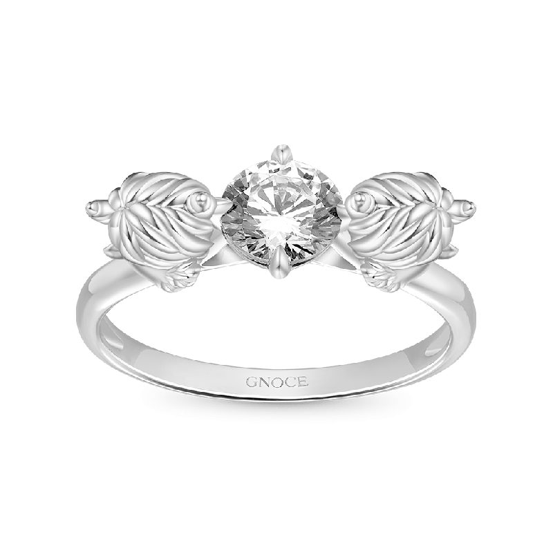 Highland Cow Hug White Diamond Ring