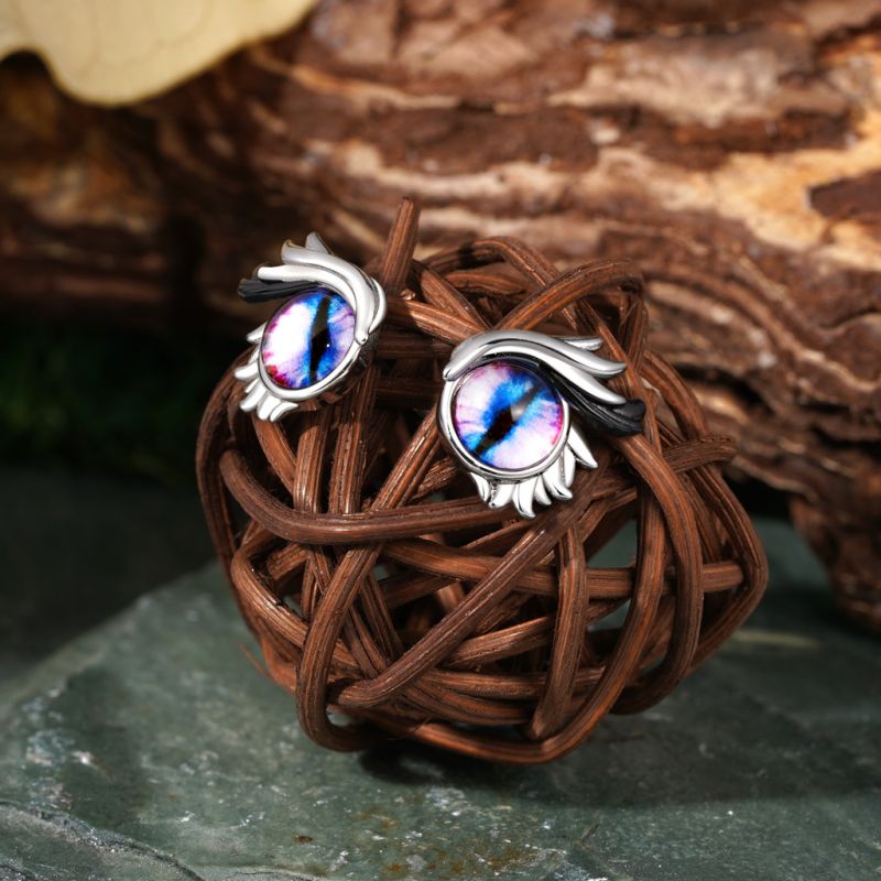 Owl Evil Eye Stud Earrings