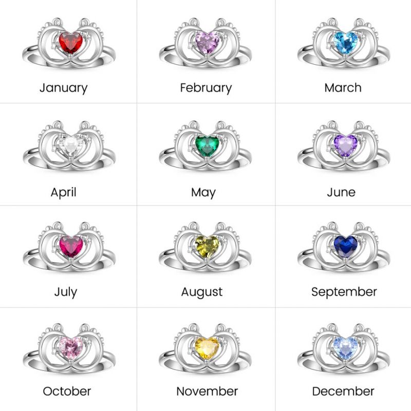 Baby Footprint Heart Ring