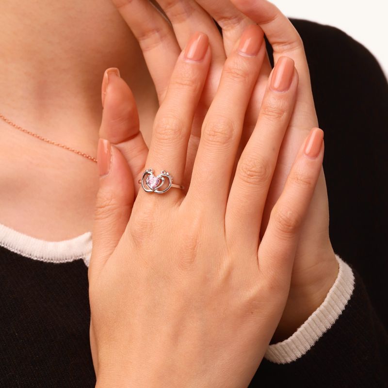 Baby Footprint Heart Ring