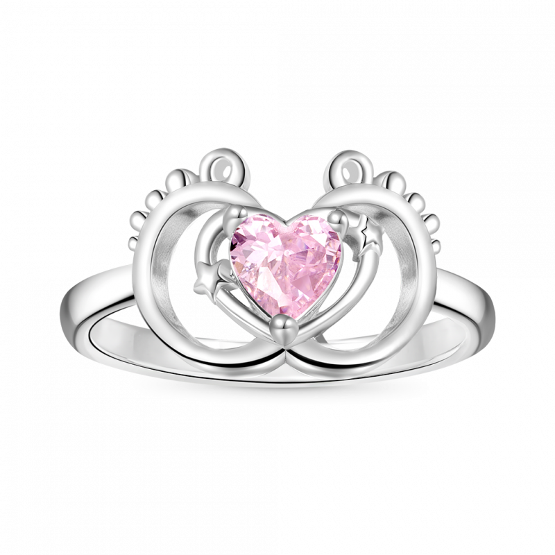 Baby Footprint Heart Ring