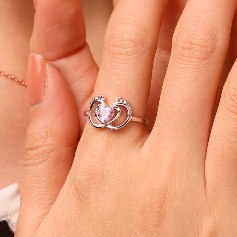 Baby Footprint Heart Ring