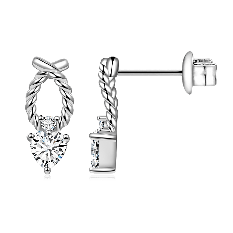Heart Twisted Rope Stud Earrings