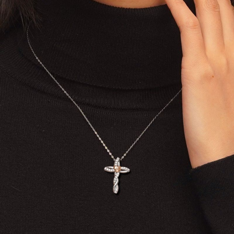 Retro Diamonds Cross Necklace