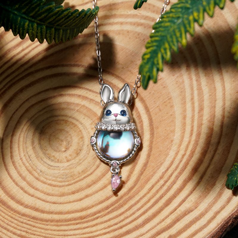 Moonstone Easter Rabbit Necklace