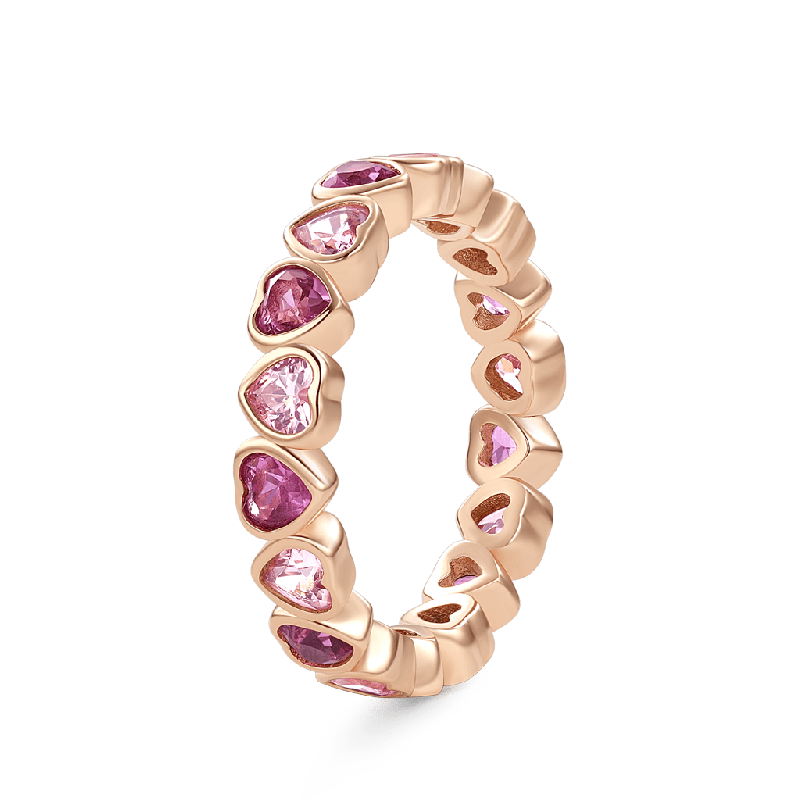 Morganite Heart Bezel Eternity Band