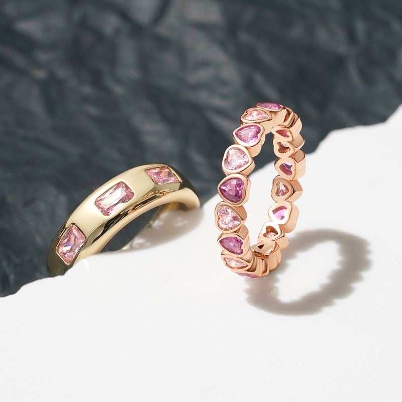 Morganite Heart Bezel Eternity Band
