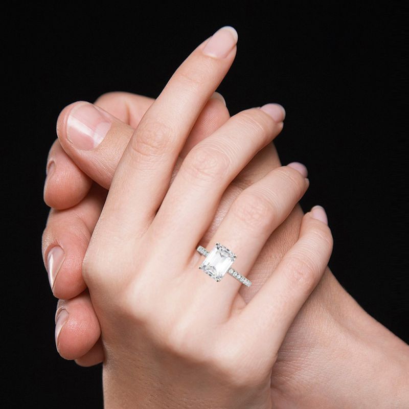 Radiant-cut Side Stone Ring