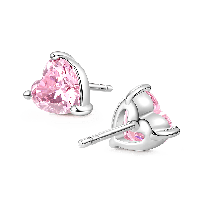 Heart Cut Birthstone Stud Earrings