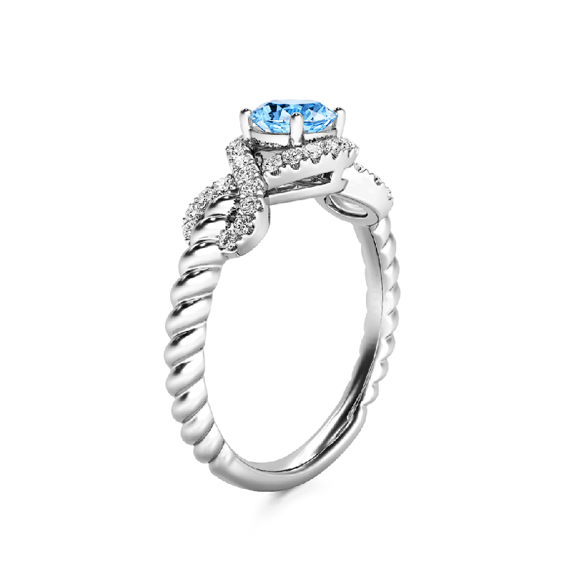 Round Cut Twist Infinity Ring