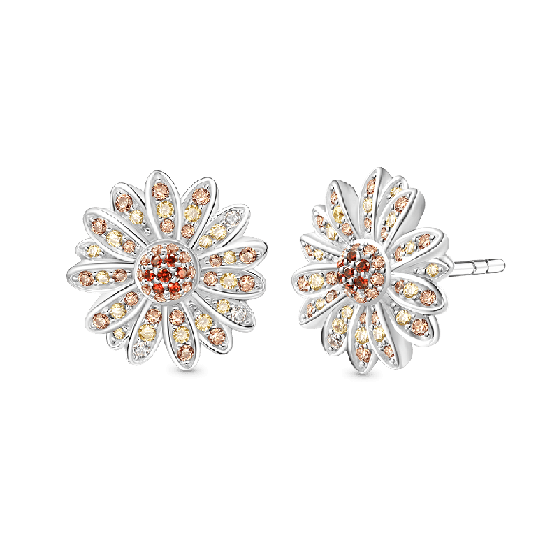 Yellow Citrine Daisy Stud Earrings