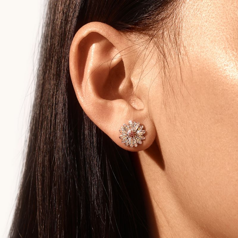 Yellow Citrine Daisy Stud Earrings