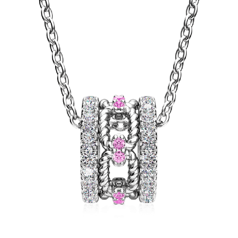 Paving Link Drum Necklace
