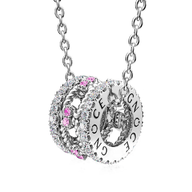 Paving Link Drum Necklace