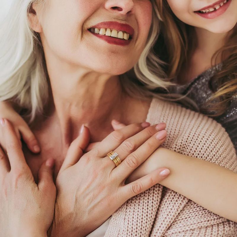 Engraved Heart Stacking Rings