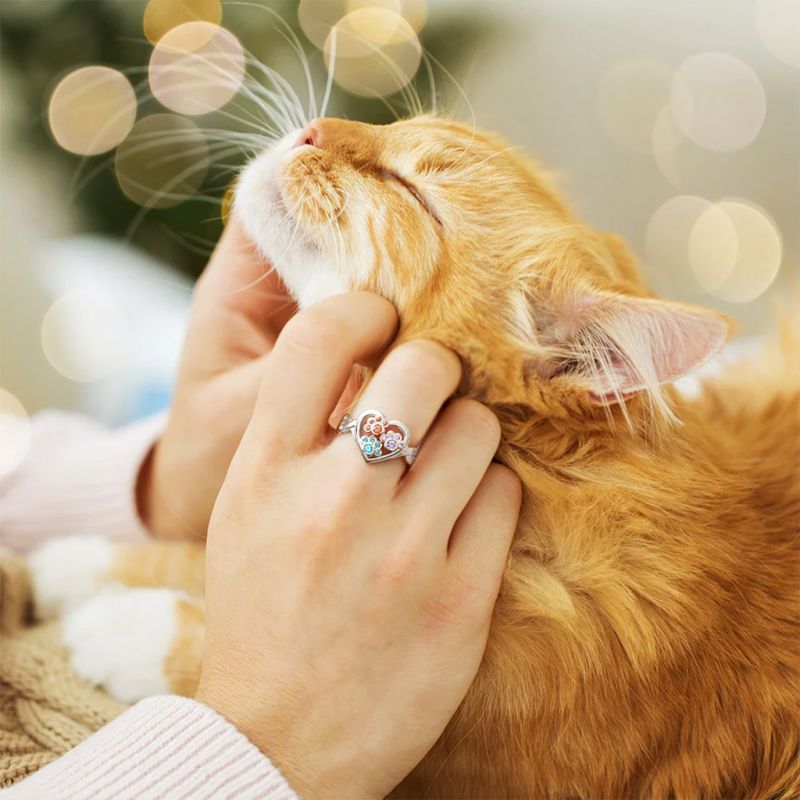 Paw Birthstone Ring