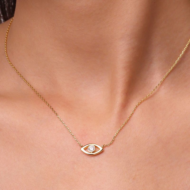 14K/10K Solid Gold Evil Eye Necklace