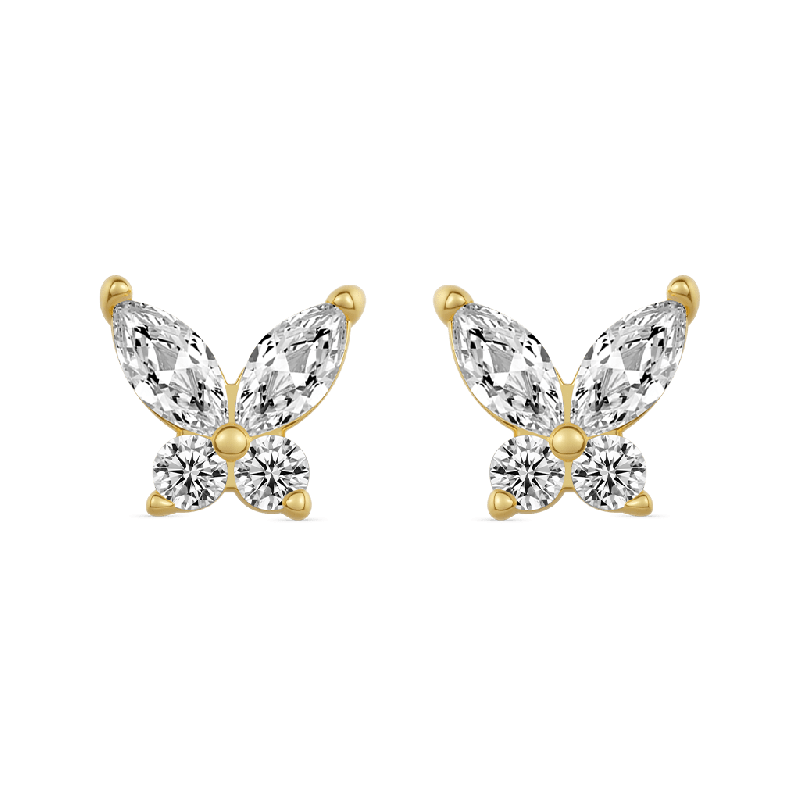 14K/10K Solid Gold Butterfly Stud Earrings