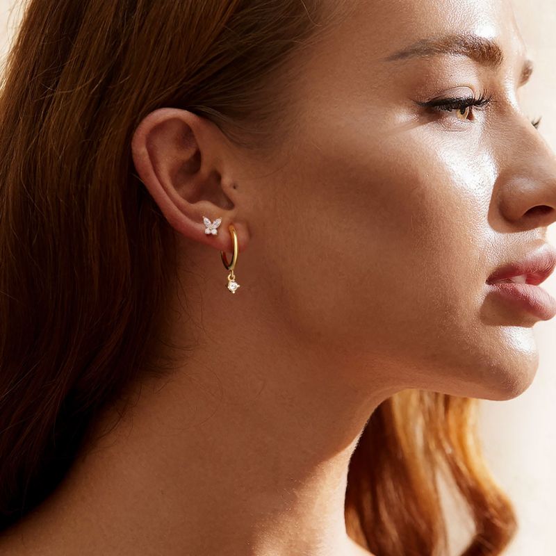 14K/10K Solid Gold Butterfly Stud Earrings