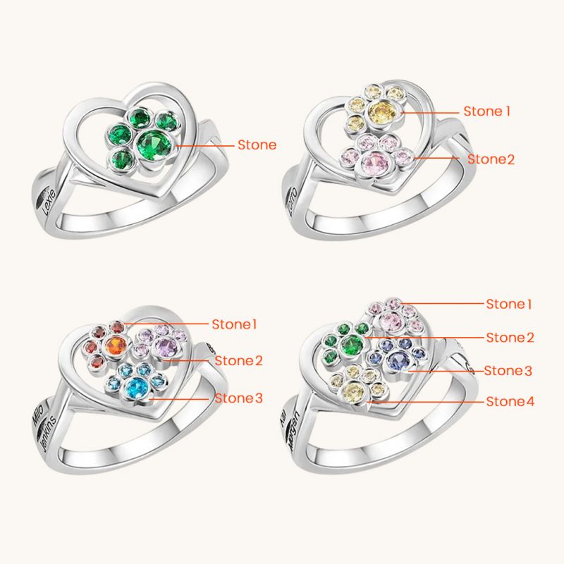 Paw Birthstone Ring